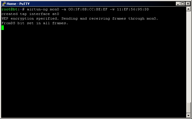 Starting a tunnel interface to an AP with WEP encryption